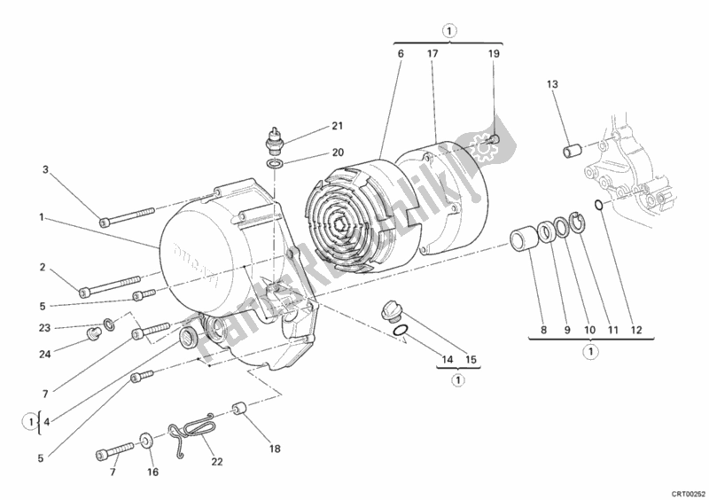 Alle onderdelen voor de Koppelingsdeksel van de Ducati Monster S2R 800 USA 2005